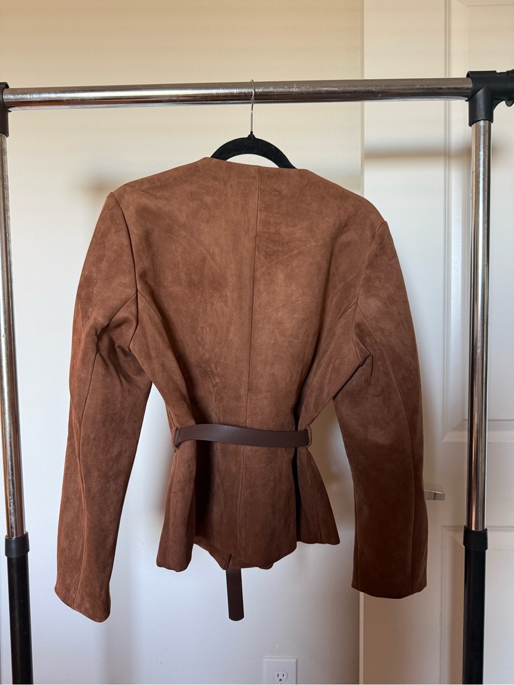 Zara Brown Suede Belted Blazer - Picture 2 of 8